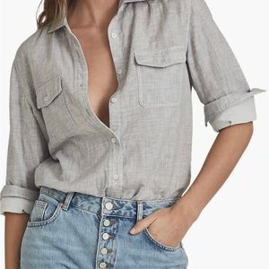 NWOT REISS grey Mimi casual button down long sleeve shirt size 4